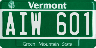 VT license plate AIW601