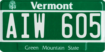 VT license plate AIW605