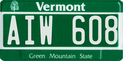 VT license plate AIW608