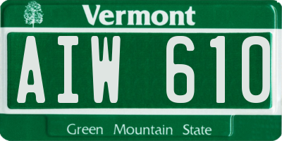 VT license plate AIW610