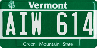 VT license plate AIW614