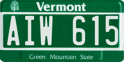 VT license plate AIW615