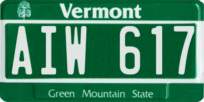 VT license plate AIW617