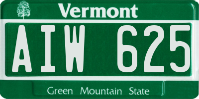 VT license plate AIW625