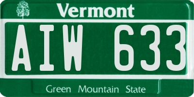VT license plate AIW633