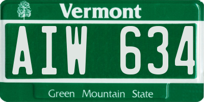 VT license plate AIW634
