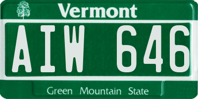 VT license plate AIW646