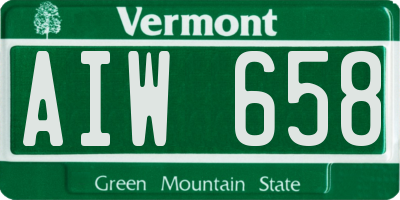VT license plate AIW658