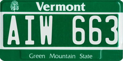 VT license plate AIW663