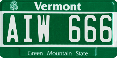 VT license plate AIW666