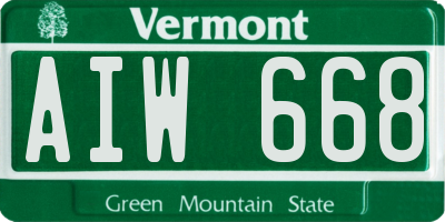 VT license plate AIW668
