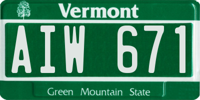VT license plate AIW671