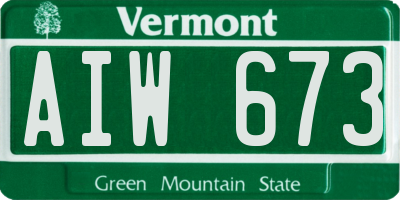VT license plate AIW673