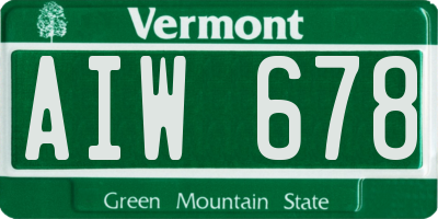 VT license plate AIW678