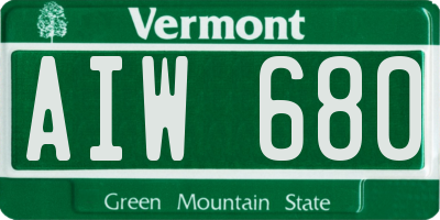 VT license plate AIW680