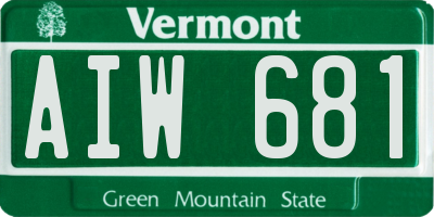 VT license plate AIW681