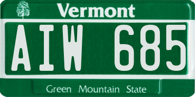 VT license plate AIW685