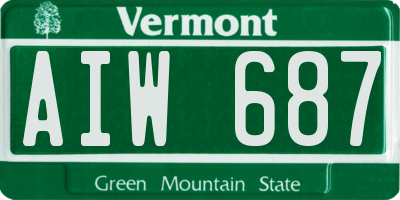 VT license plate AIW687