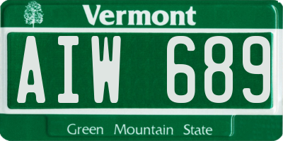 VT license plate AIW689