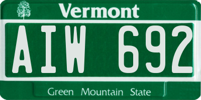 VT license plate AIW692