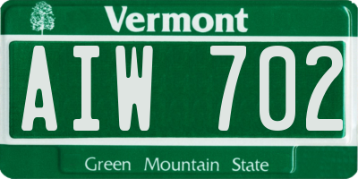 VT license plate AIW702