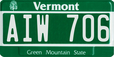 VT license plate AIW706