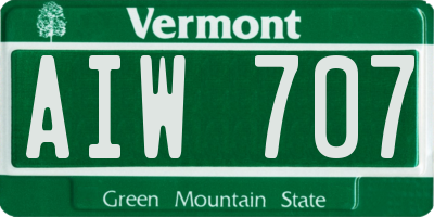 VT license plate AIW707
