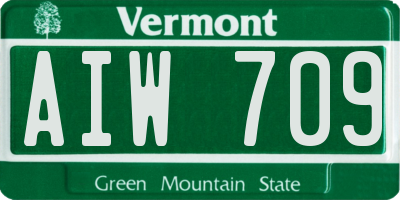VT license plate AIW709