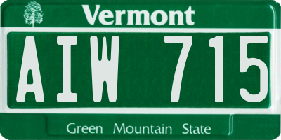 VT license plate AIW715
