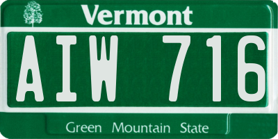 VT license plate AIW716