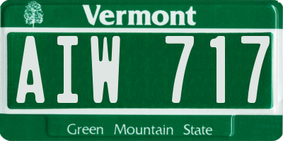 VT license plate AIW717