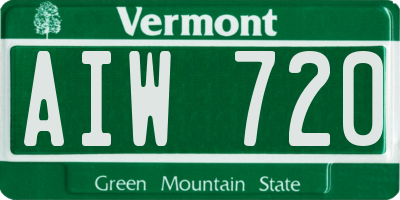 VT license plate AIW720