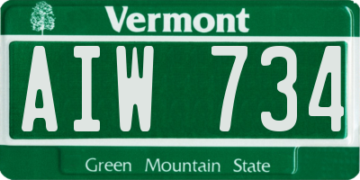 VT license plate AIW734