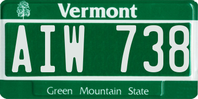 VT license plate AIW738