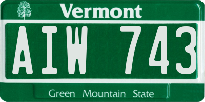 VT license plate AIW743
