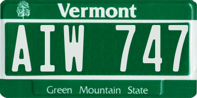 VT license plate AIW747