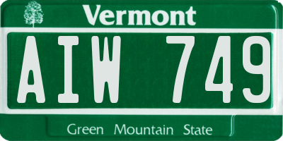 VT license plate AIW749