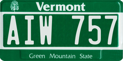 VT license plate AIW757