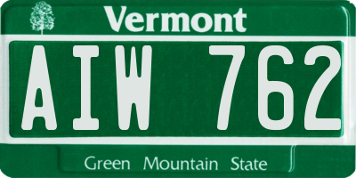 VT license plate AIW762