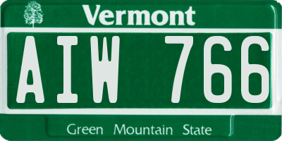 VT license plate AIW766