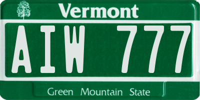 VT license plate AIW777