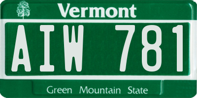VT license plate AIW781