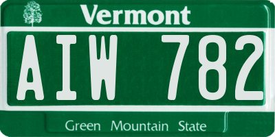 VT license plate AIW782