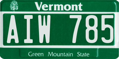 VT license plate AIW785