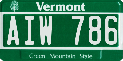 VT license plate AIW786