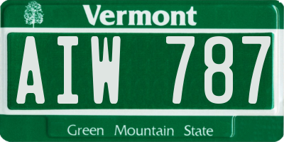 VT license plate AIW787