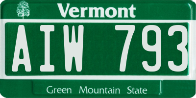 VT license plate AIW793