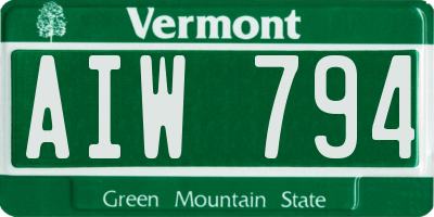 VT license plate AIW794