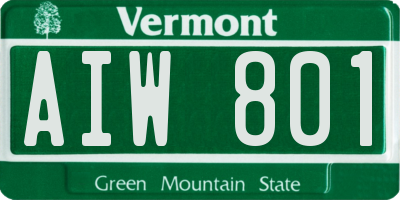 VT license plate AIW801