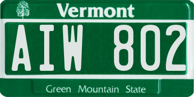 VT license plate AIW802